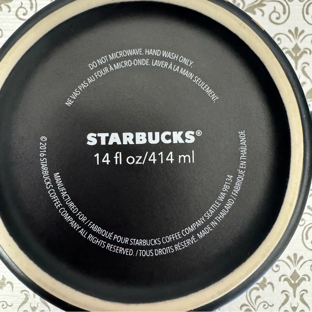 Starbucks‎ Aged Sumatra Nautical Ship Mug Black Gold 14oz Coffee Cup 2016